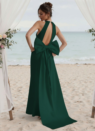 Trumpet/Mermaid Elastic Satin Bridesmaid Dresses With Bow(s)/Back Hole