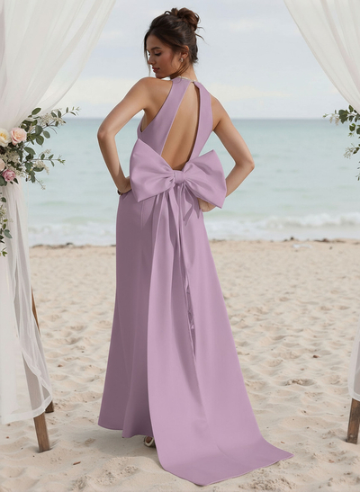 Trumpet/Mermaid Elastic Satin Bridesmaid Dresses With Bow(s)/Back Hole