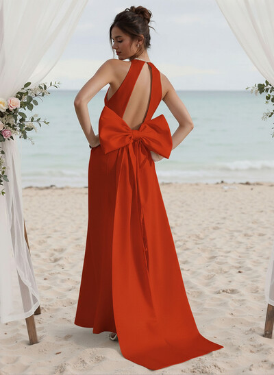 Trumpet/Mermaid Elastic Satin Bridesmaid Dresses With Bow(s)/Back Hole