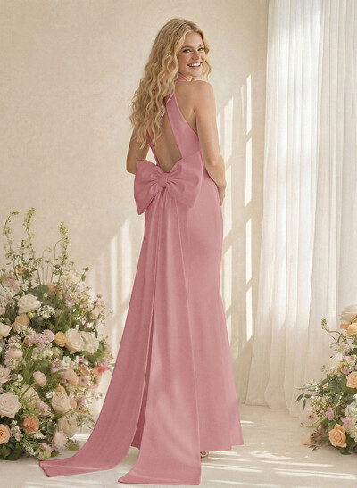 Trumpet/Mermaid Elastic Satin Bridesmaid Dresses With Bow(s)/Back Hole