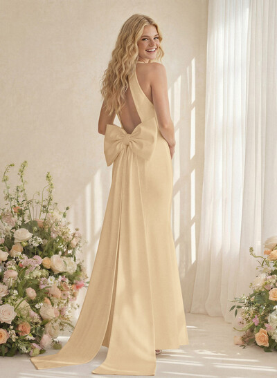 Trumpet/Mermaid Elastic Satin Bridesmaid Dresses With Bow(s)/Back Hole