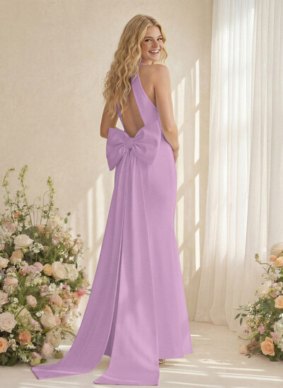 Trumpet/Mermaid Elastic Satin Bridesmaid Dresses With Bow(s)/Back Hole