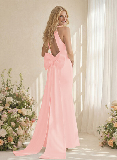 Trumpet/Mermaid Elastic Satin Bridesmaid Dresses With Bow(s)/Back Hole