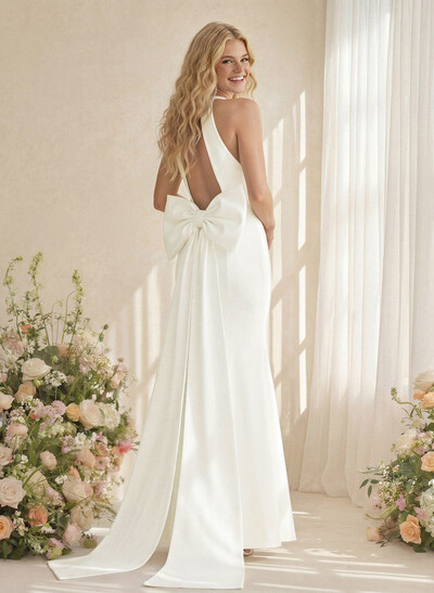 Trumpet/Mermaid Elastic Satin Bridesmaid Dresses With Bow(s)/Back Hole