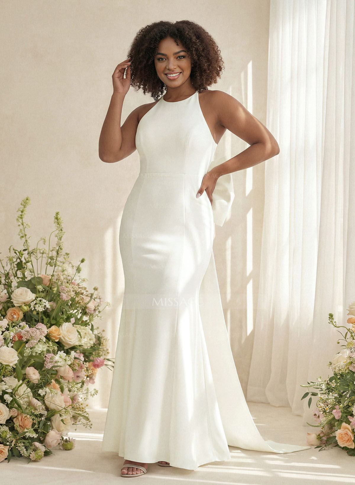 Trumpet/Mermaid Elastic Satin Bridesmaid Dresses With Bow(s)/Back Hole