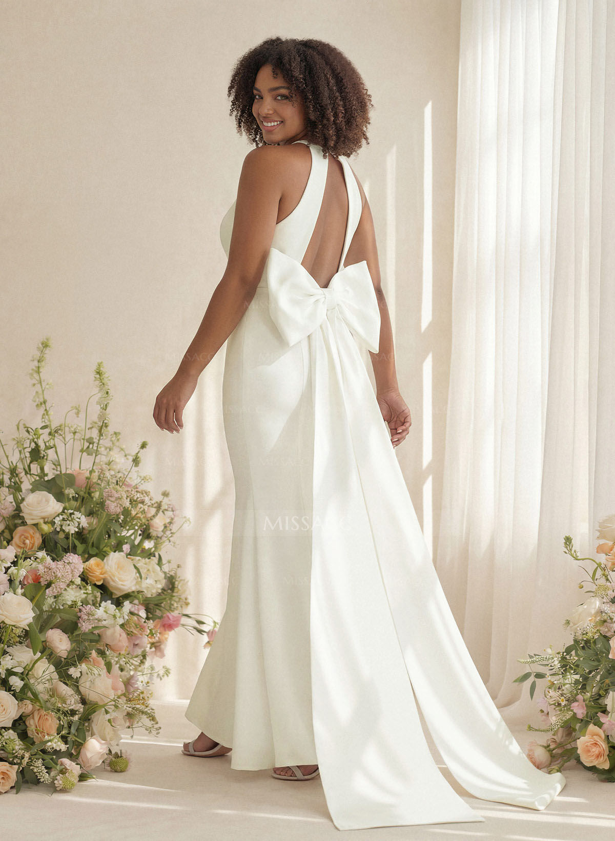 Trumpet/Mermaid Elastic Satin Bridesmaid Dresses With Bow(s)/Back Hole