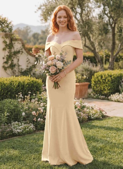 Trumpet/Mermaid Sweep Train Elastic Satin Bridesmaid Dresses