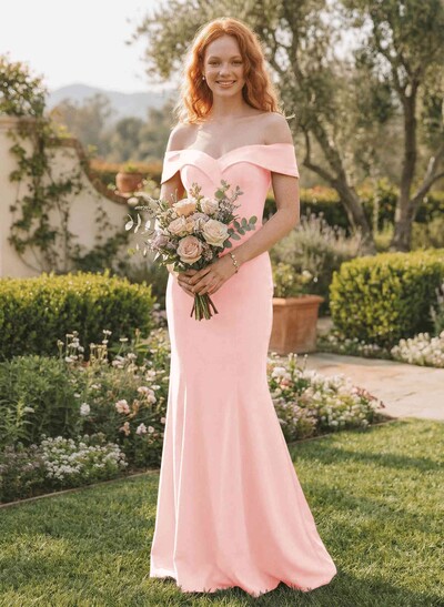 Trumpet/Mermaid Sweep Train Elastic Satin Bridesmaid Dresses