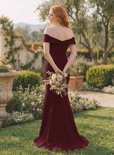 Trumpet/Mermaid Sweep Train Elastic Satin Bridesmaid Dresses
