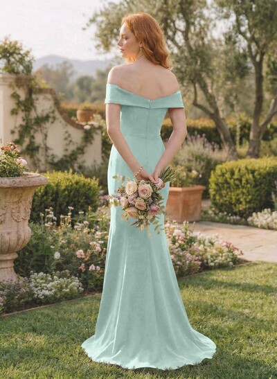 Trumpet/Mermaid Sweep Train Elastic Satin Bridesmaid Dresses