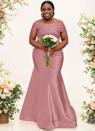 Trumpet/Mermaid Off-The-Shoulder Sleeveless Satin Bridesmaid Dresses