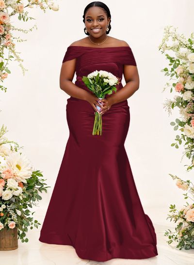 Trumpet/Mermaid Off-The-Shoulder Sleeveless Satin Bridesmaid Dresses