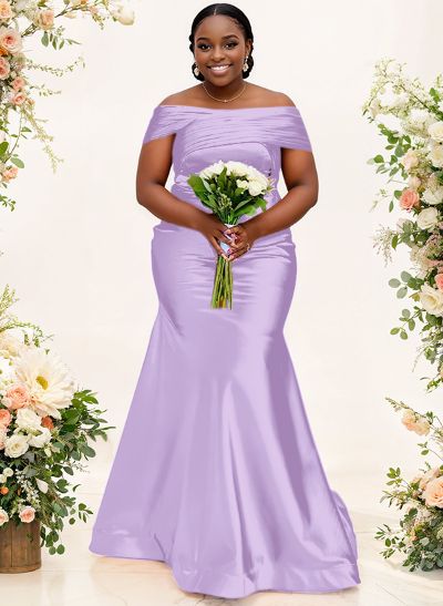 Trumpet/Mermaid Off-The-Shoulder Sleeveless Satin Bridesmaid Dresses