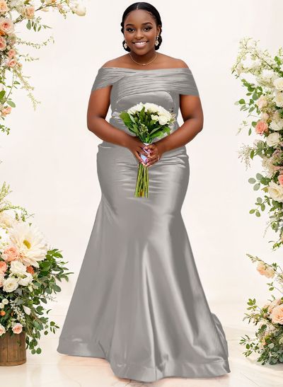 Trumpet/Mermaid Off-The-Shoulder Sleeveless Satin Bridesmaid Dresses