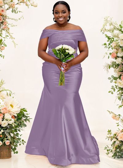 Trumpet/Mermaid Off-The-Shoulder Sleeveless Satin Bridesmaid Dresses