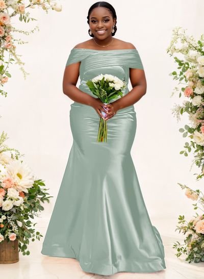 Trumpet/Mermaid Off-The-Shoulder Sleeveless Satin Bridesmaid Dresses