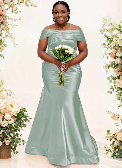Trumpet/Mermaid Off-The-Shoulder Sleeveless Satin Bridesmaid Dresses
