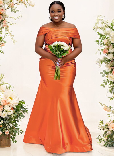 Trumpet/Mermaid Off-The-Shoulder Sleeveless Satin Bridesmaid Dresses