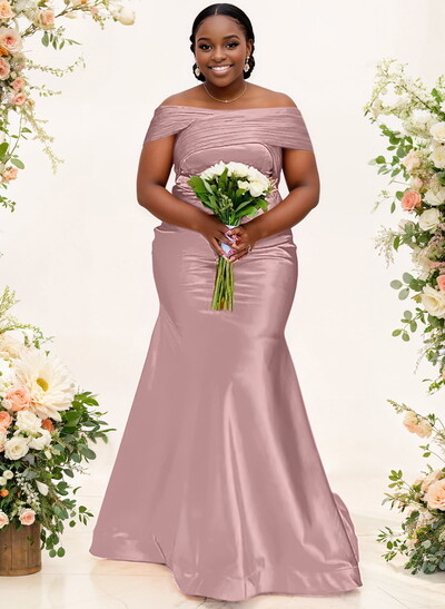 Trumpet/Mermaid Off-The-Shoulder Sleeveless Satin Bridesmaid Dresses