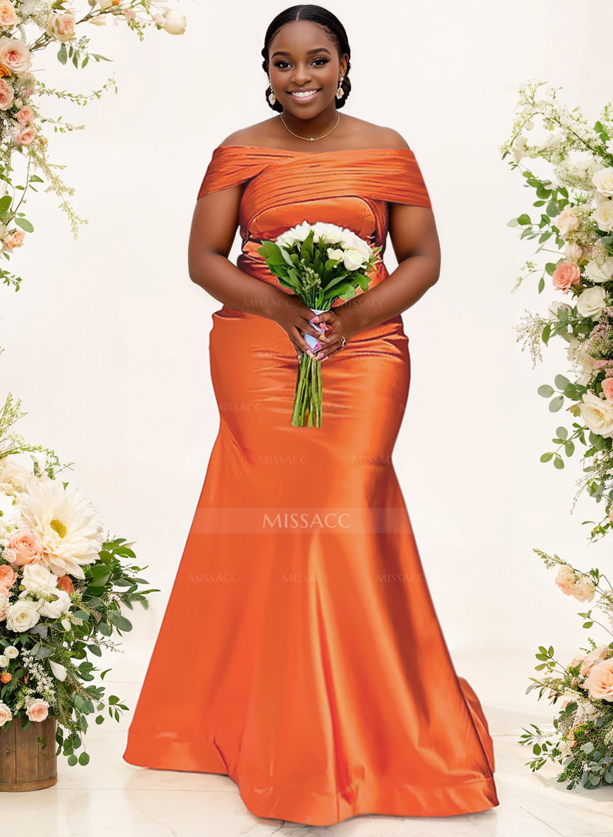 Trumpet/Mermaid Off-The-Shoulder Sleeveless Satin Bridesmaid Dresses