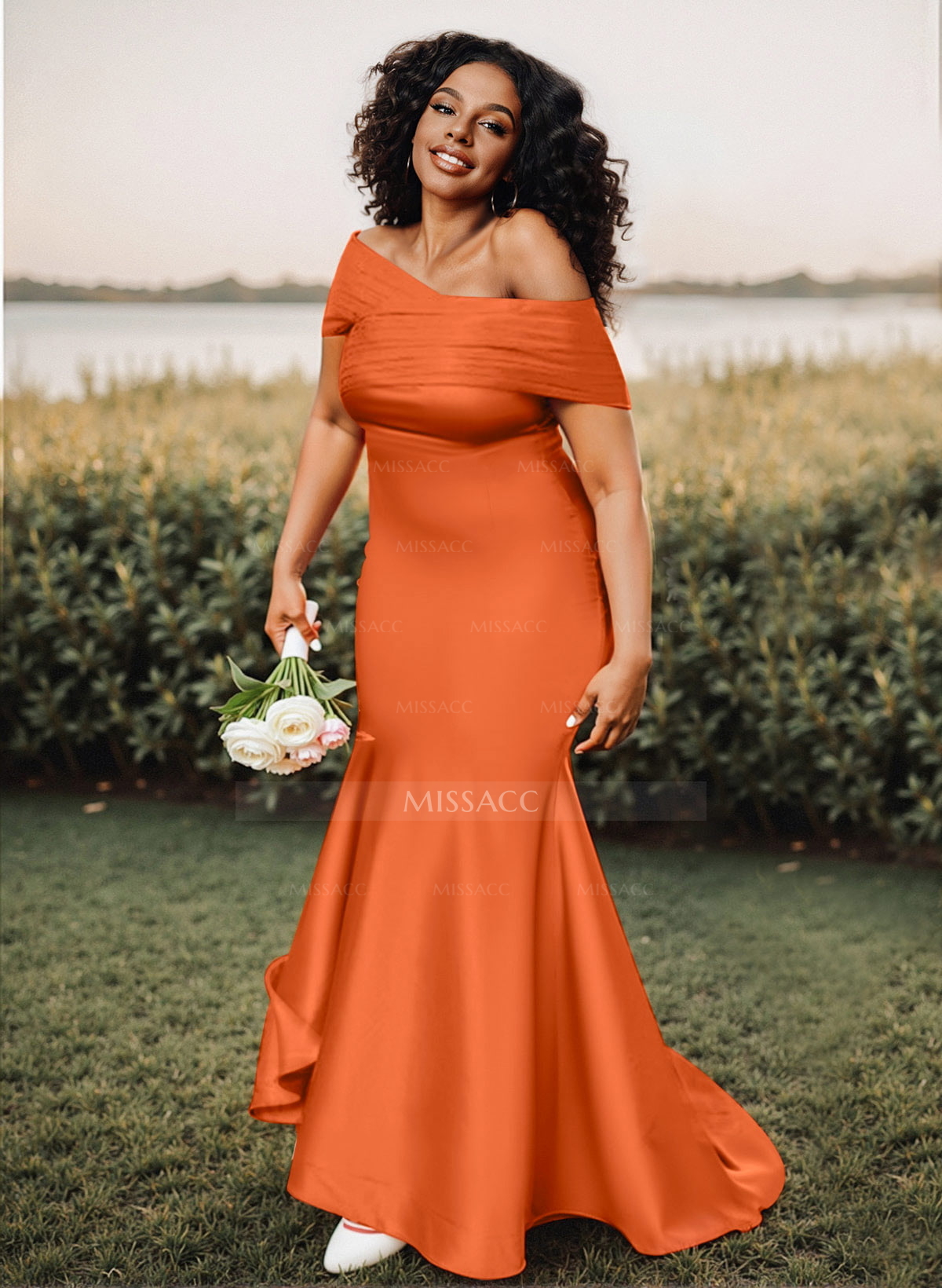 Trumpet/Mermaid Off-The-Shoulder Sleeveless Satin Bridesmaid Dresses