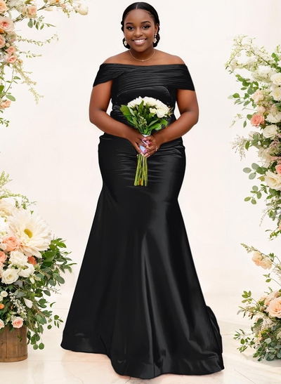 Trumpet/Mermaid Off-The-Shoulder Sleeveless Satin Bridesmaid Dresses