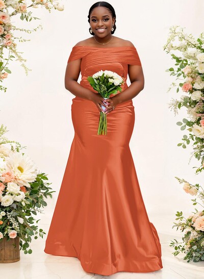 Trumpet/Mermaid Off-The-Shoulder Sleeveless Satin Bridesmaid Dresses