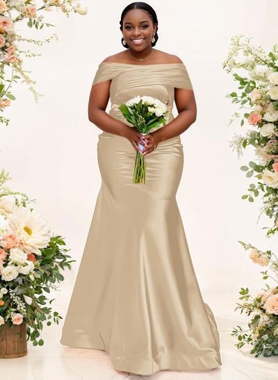 Trumpet/Mermaid Off-The-Shoulder Sleeveless Satin Bridesmaid Dresses