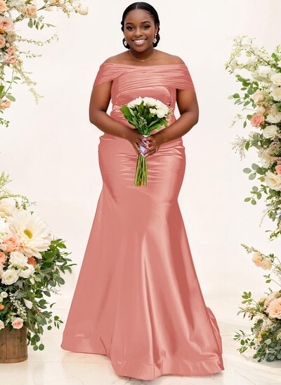 Trumpet/Mermaid Off-The-Shoulder Sleeveless Satin Bridesmaid Dresses