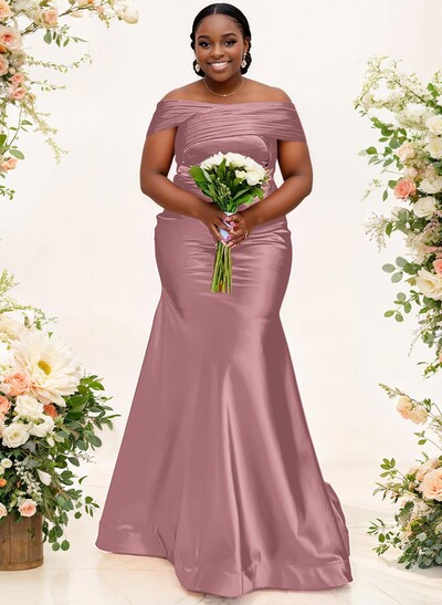 Trumpet/Mermaid Off-The-Shoulder Sleeveless Satin Bridesmaid Dresses