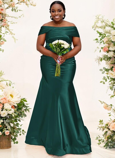 Trumpet/Mermaid Off-The-Shoulder Sleeveless Satin Bridesmaid Dresses