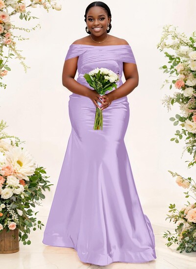 Trumpet/Mermaid Off-The-Shoulder Sleeveless Satin Bridesmaid Dresses