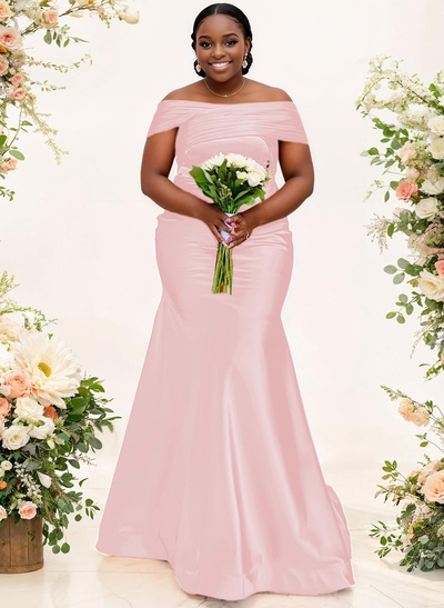 Trumpet/Mermaid Off-The-Shoulder Sleeveless Satin Bridesmaid Dresses