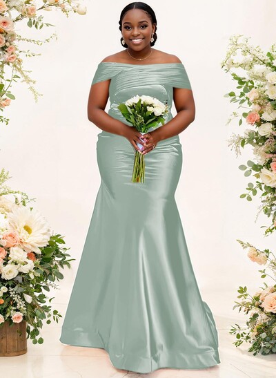 Trumpet/Mermaid Off-The-Shoulder Sleeveless Satin Bridesmaid Dresses