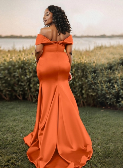Trumpet/Mermaid Off-The-Shoulder Sleeveless Satin Bridesmaid Dresses