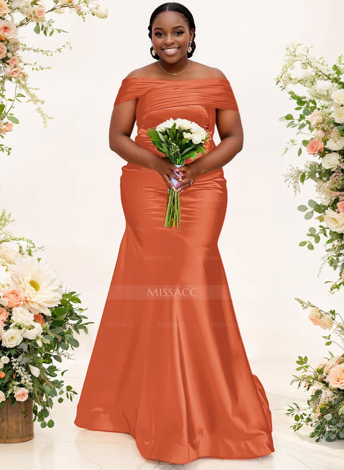 Trumpet/Mermaid Off-The-Shoulder Sleeveless Satin Bridesmaid Dresses