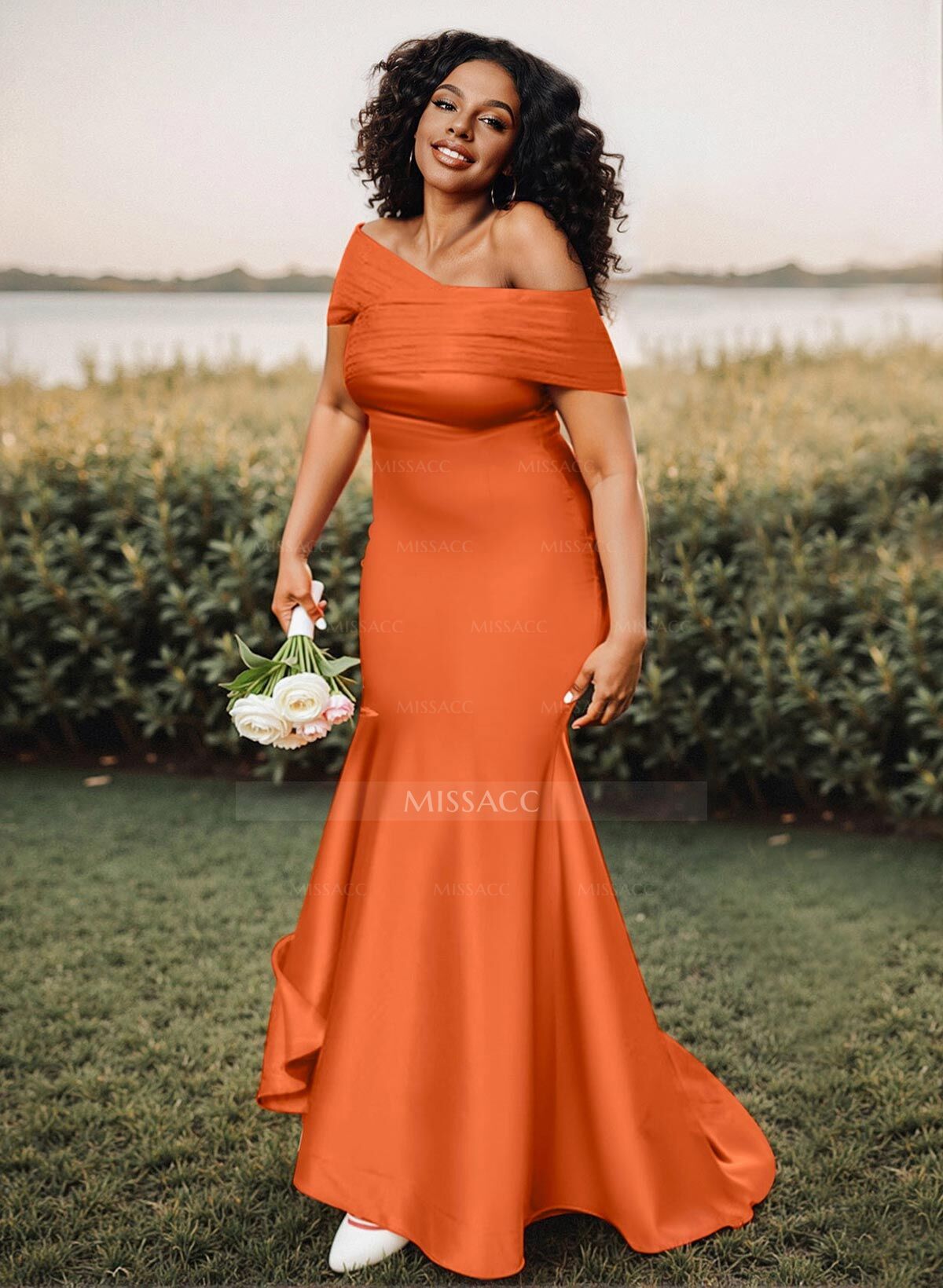 Trumpet/Mermaid Off-The-Shoulder Sleeveless Satin Bridesmaid Dresses