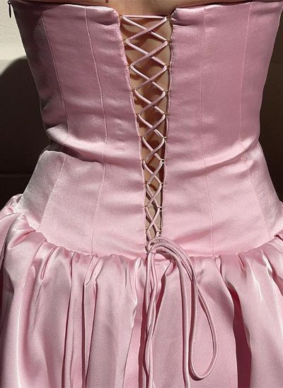 A-Line Strapless Sleeveless Short/Mini Satin Cocktail Dresses