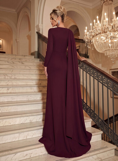 Trumpet/Mermaid High Neck Long Sleeves Elastic Satin Evening Dresses