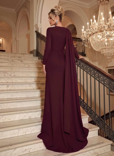 Trumpet/Mermaid High Neck Long Sleeves Elastic Satin Evening Dresses