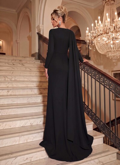 Trumpet/Mermaid High Neck Long Sleeves Elastic Satin Evening Dresses