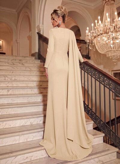 Trumpet/Mermaid High Neck Long Sleeves Elastic Satin Evening Dresses