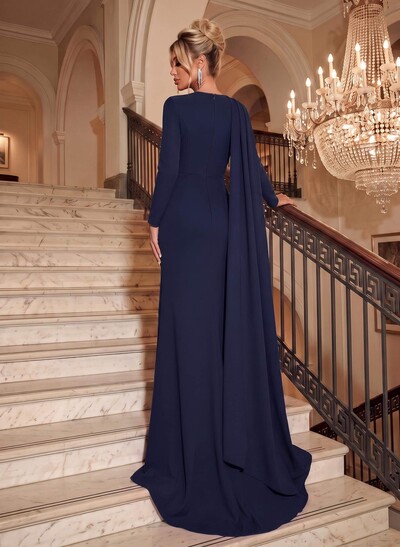 Trumpet/Mermaid High Neck Long Sleeves Elastic Satin Evening Dresses