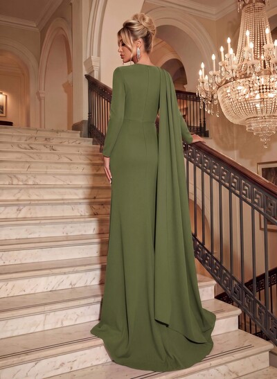 Trumpet/Mermaid High Neck Long Sleeves Elastic Satin Evening Dresses