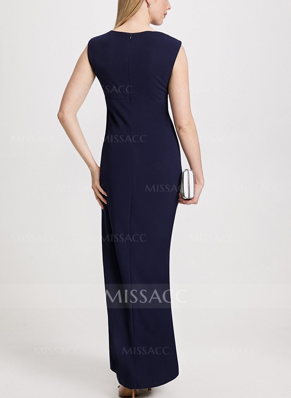 Sheath/Column Asymmetrical Elastic Satin Evening Dresses With Split Front