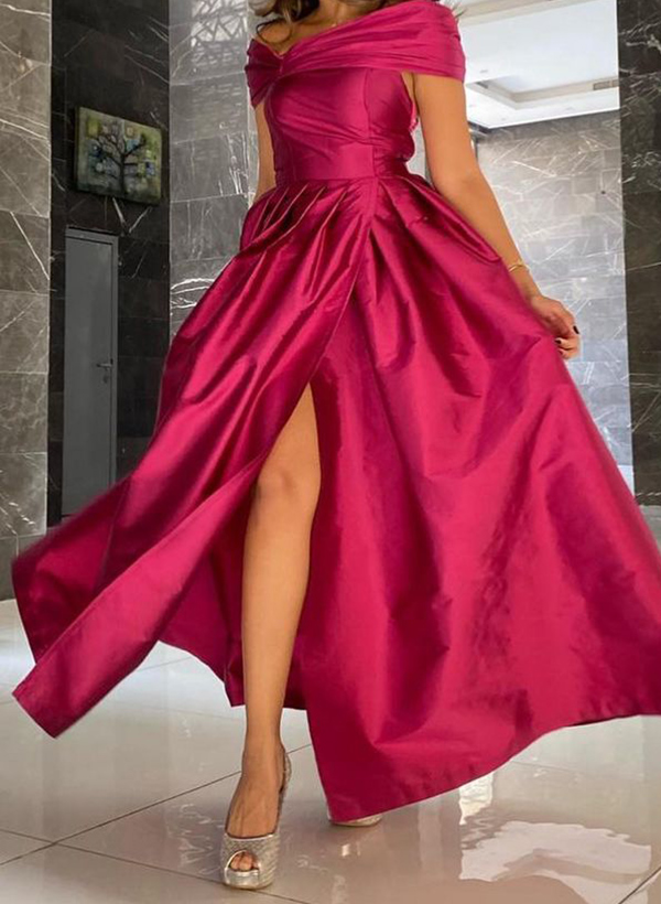 A-Line Satin Mother Of The Bride Dresses With Pleated/High Split