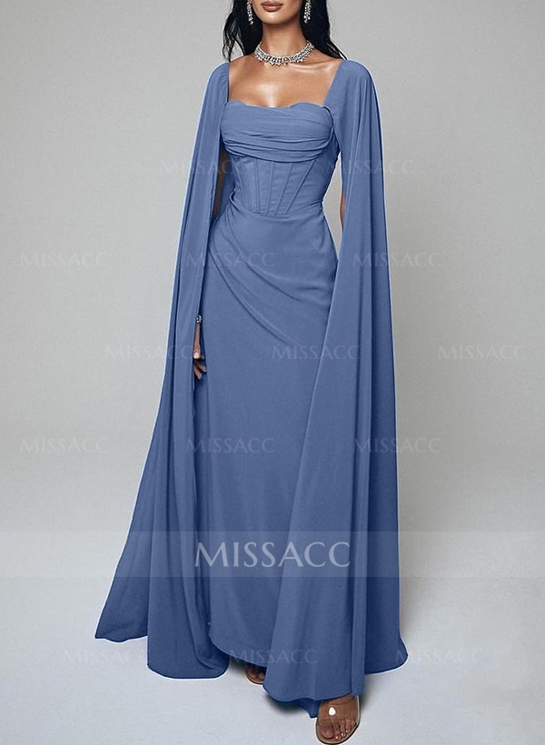 Sheath/Column Square Neckline Sleeveless Chiffon Mother Of The Bride Dresses