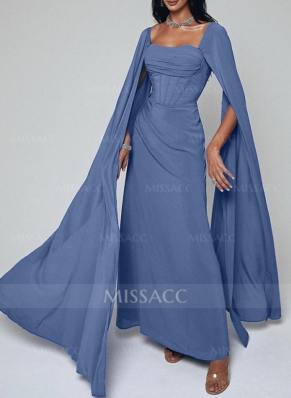 Sheath/Column Square Neckline Sleeveless Chiffon Mother Of The Bride Dresses