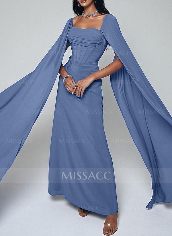 Sheath/Column Square Neckline Sleeveless Chiffon Mother Of The Bride Dresses