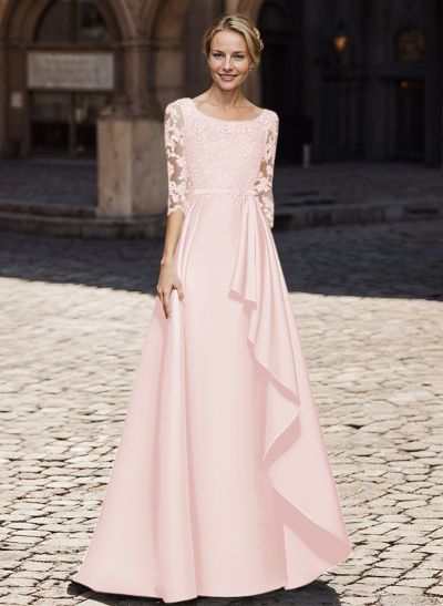A-Line Satin Mother Of The Bride Dresses With Ruffle